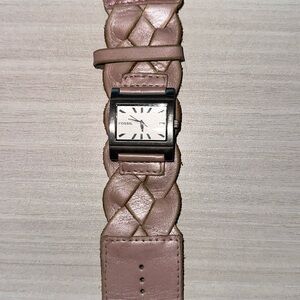 Fossil watch braided band light pearl pink leather band